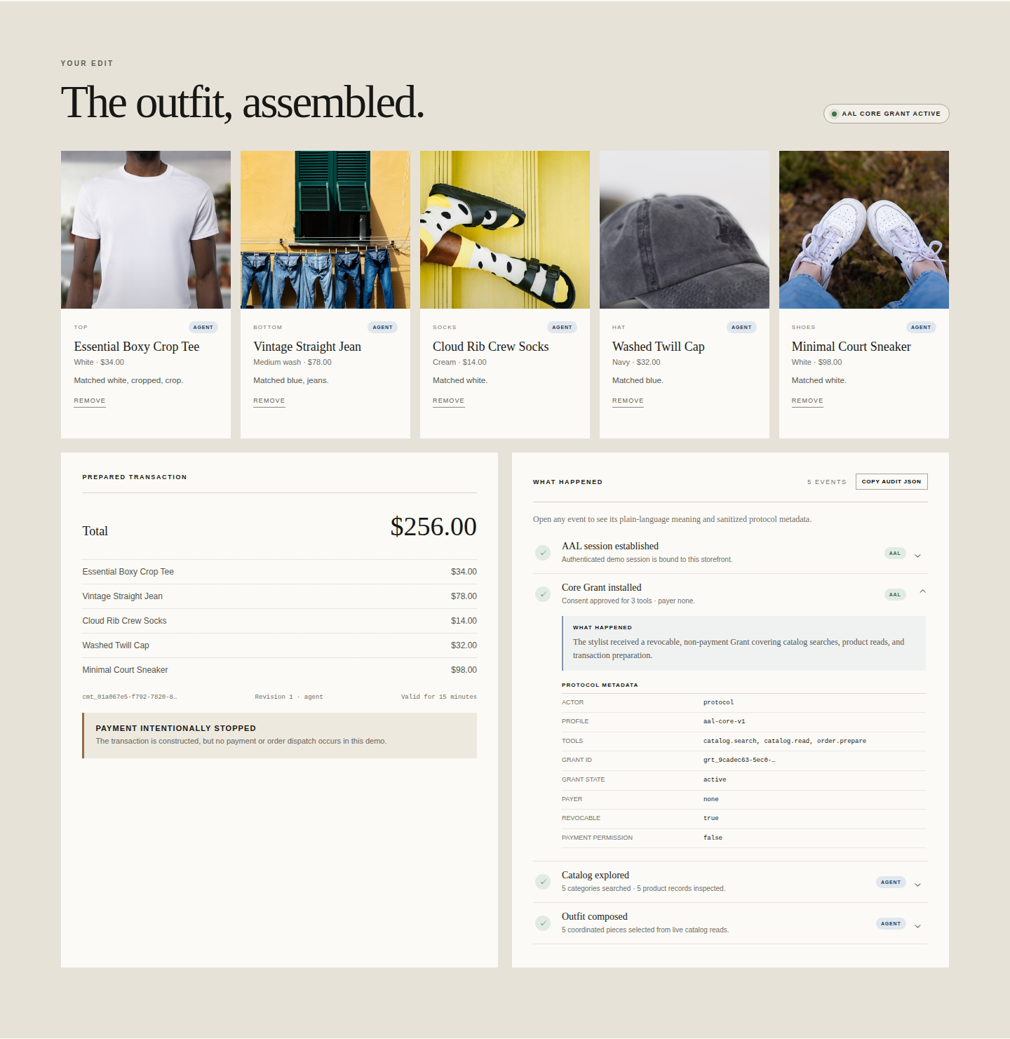 Northline selected outfit and prepared transaction